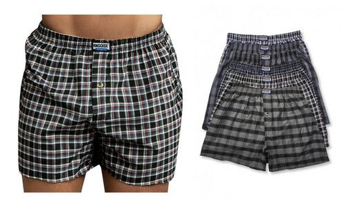 Knocker Men's Classic Plaid Boxer Shorts 100% Cotton Soft (12 Pack)