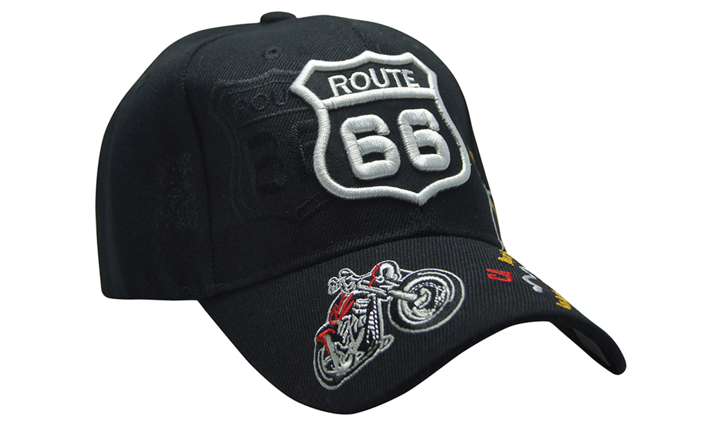 MOTORBIKE Famous Route 66 3D Embroidery Ball cap
