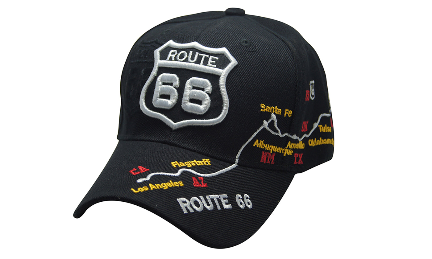 ROUTE 66 3D MAP Embroidery Ball Caps