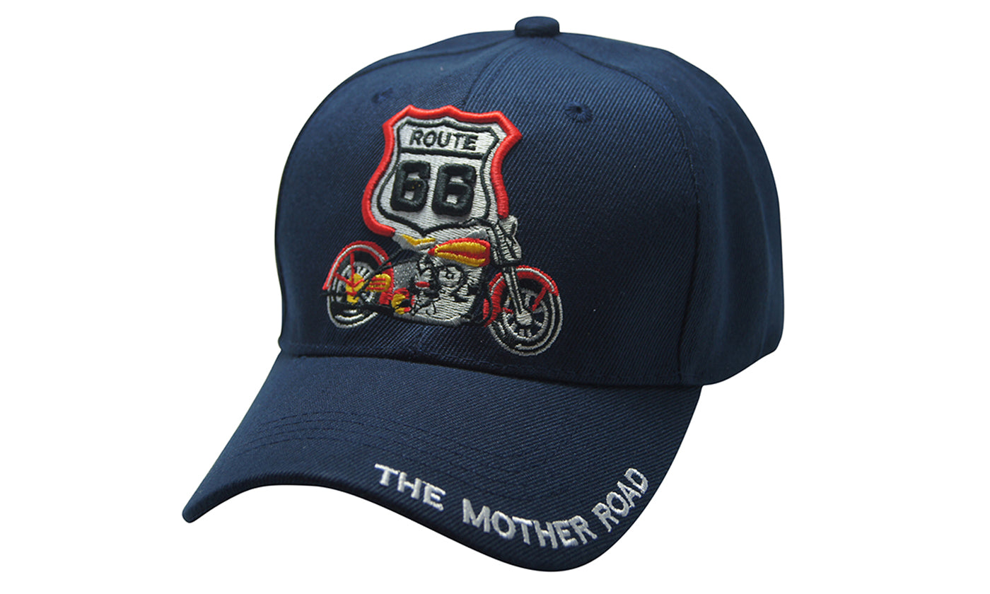 MOTORCYCLE ROUTE 66 3D MAP Embroidery Ball Caps