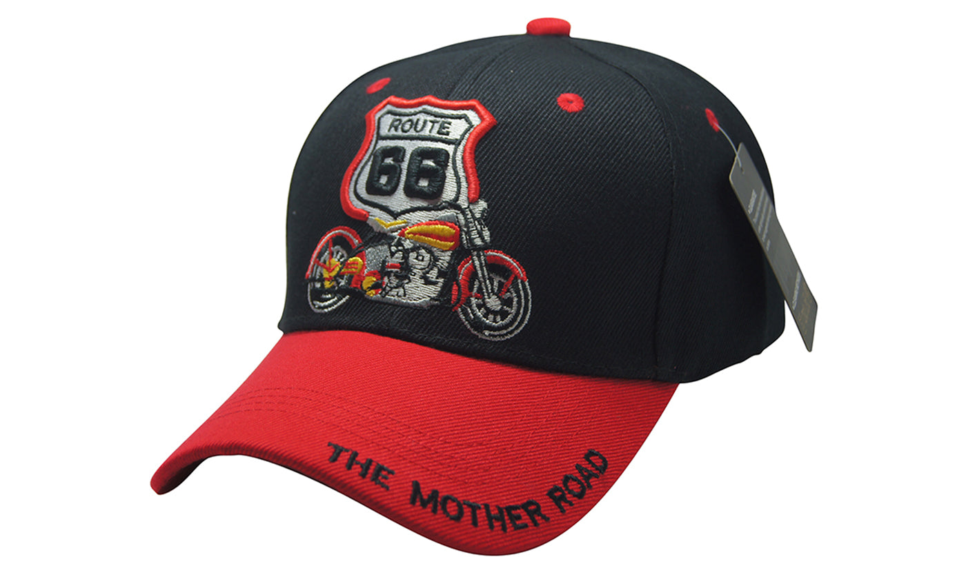 MOTORCYCLE ROUTE 66 3D MAP Embroidery Ball Caps