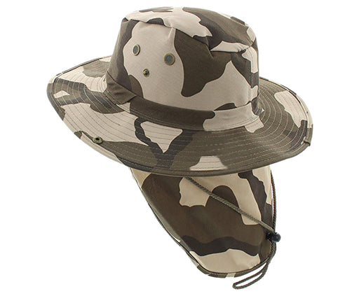 Boonie Bush Outdoor Fishing Hiking Hunting Boating Snap Brim with Flap CAMO CAMEL