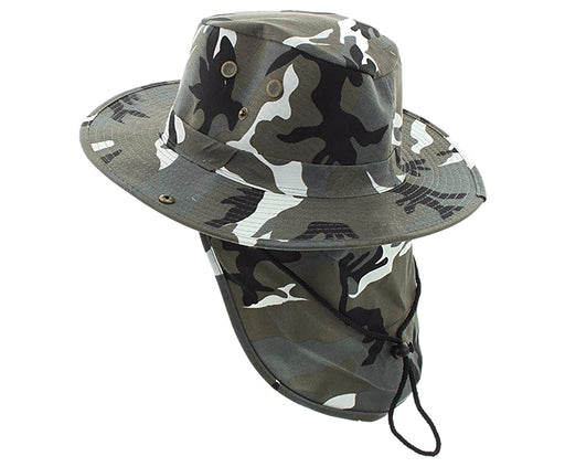 Boonie Bush Outdoor Fishing Hiking Hunting Boating Snap Brim with Flap CAMO DESERT
