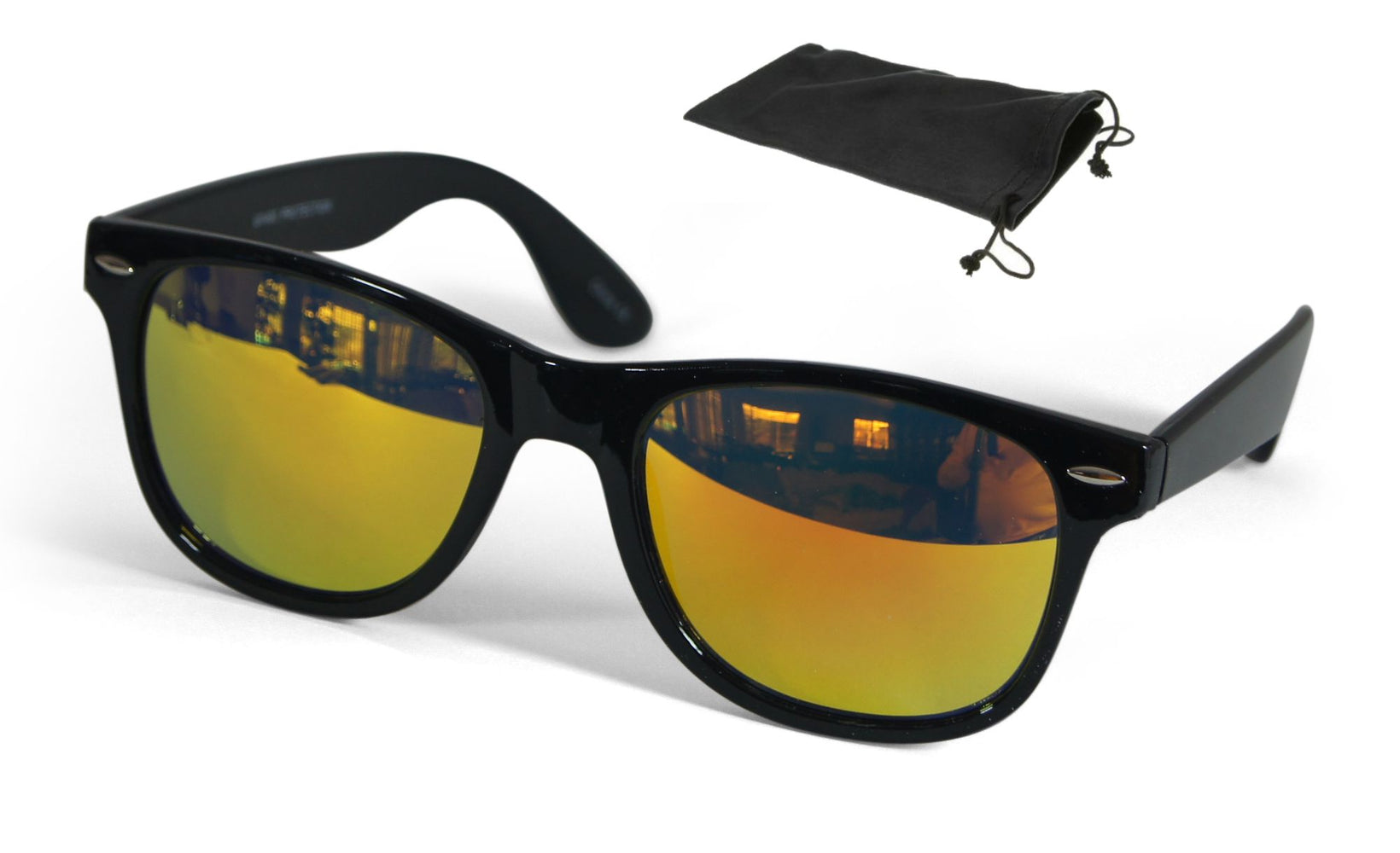 Walter Flat Black Mirrored Polarized Lens Horned Rim Sunglasses 6393
