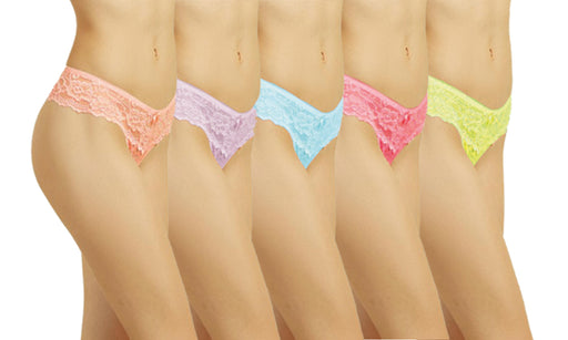 Blanca Ladies Pastel Lace Thong Panty Bikini  (12 Pack) LP7929