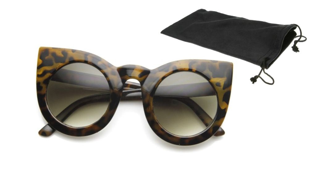 Blanca Bold Oversize Round Pointed Cat Eye Sunglasses