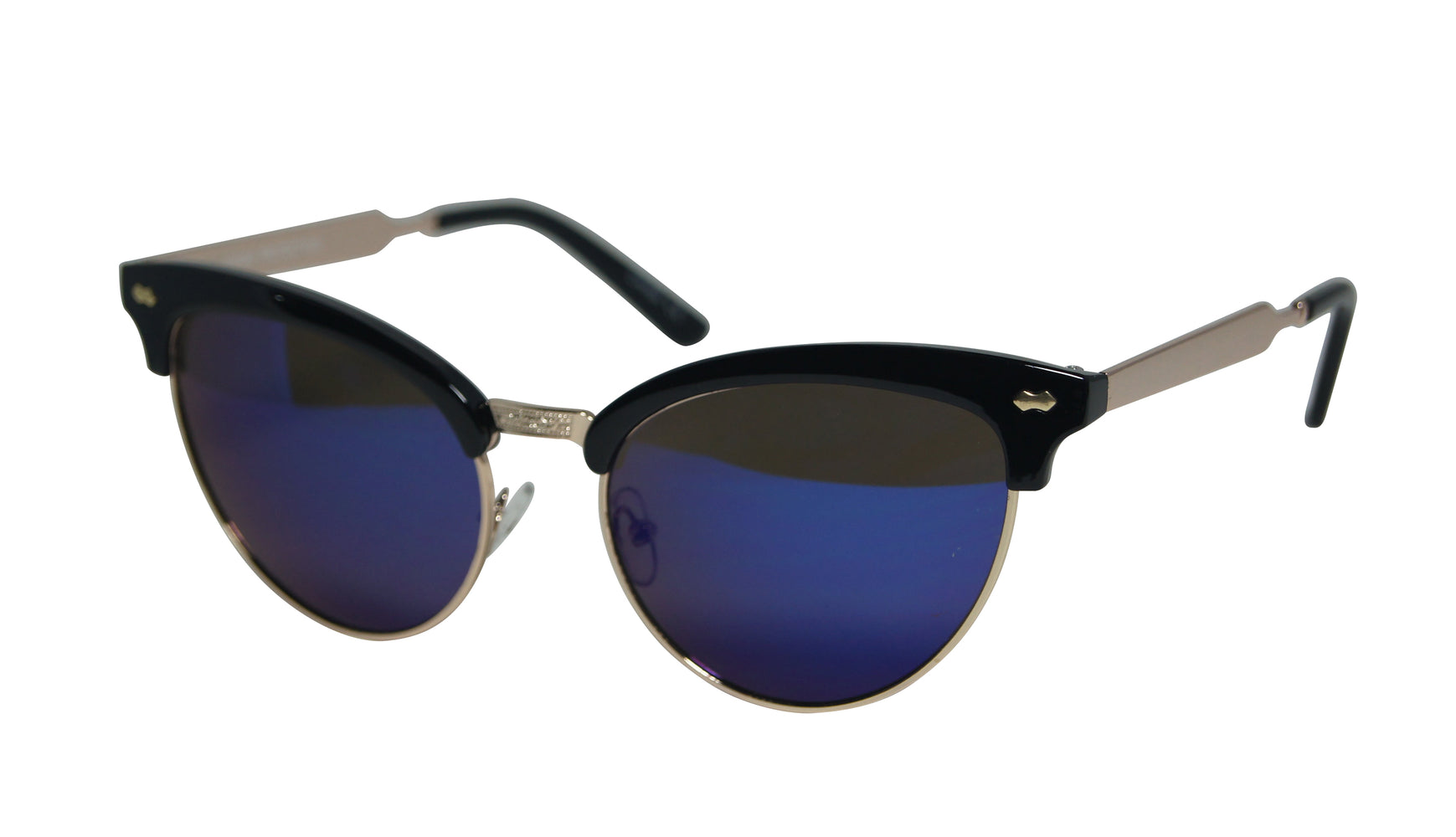 Blanca Retro Half Frame Metal Horned Rim Mirrored Frame Cat Eye Sunglasses 7090