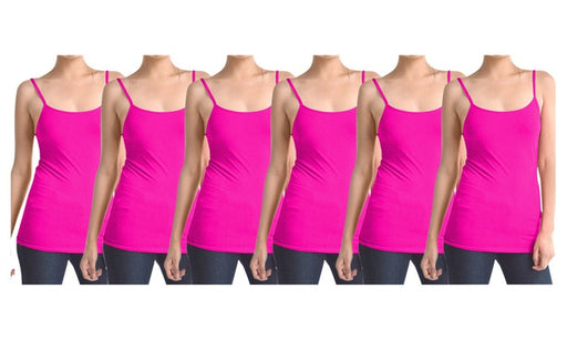Hot Pink Women's Slimming Camisoles with Adjustable Straps (6-Pack)