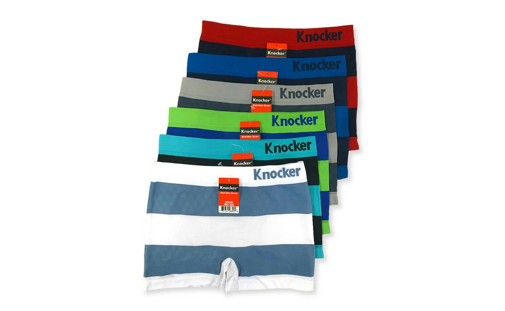 Knocker's Junior's Athletic Seamless Compression Boxer Briefs (12 Pack) WIDE STRIPES
