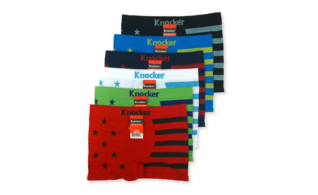 Knocker's Junior's Athletic Seamless Compression Boxer Briefs (12 Pack) STAR N STRIPES