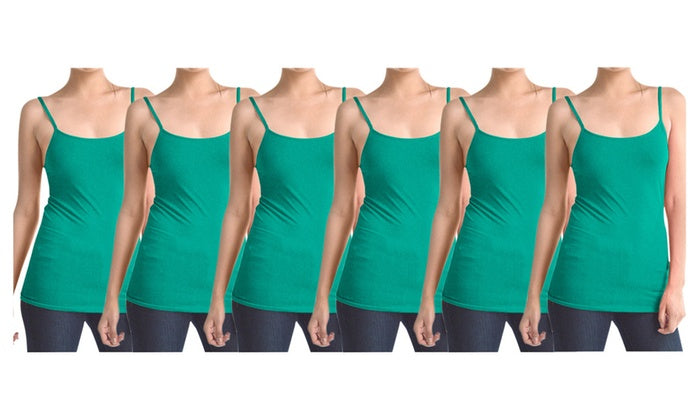 Mint Green Women's Slimming Camisoles with Adjustable Straps (6-Pack)