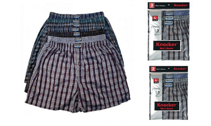 Knocker Men's Classic Plaid Boxer Shorts (12 Pack)