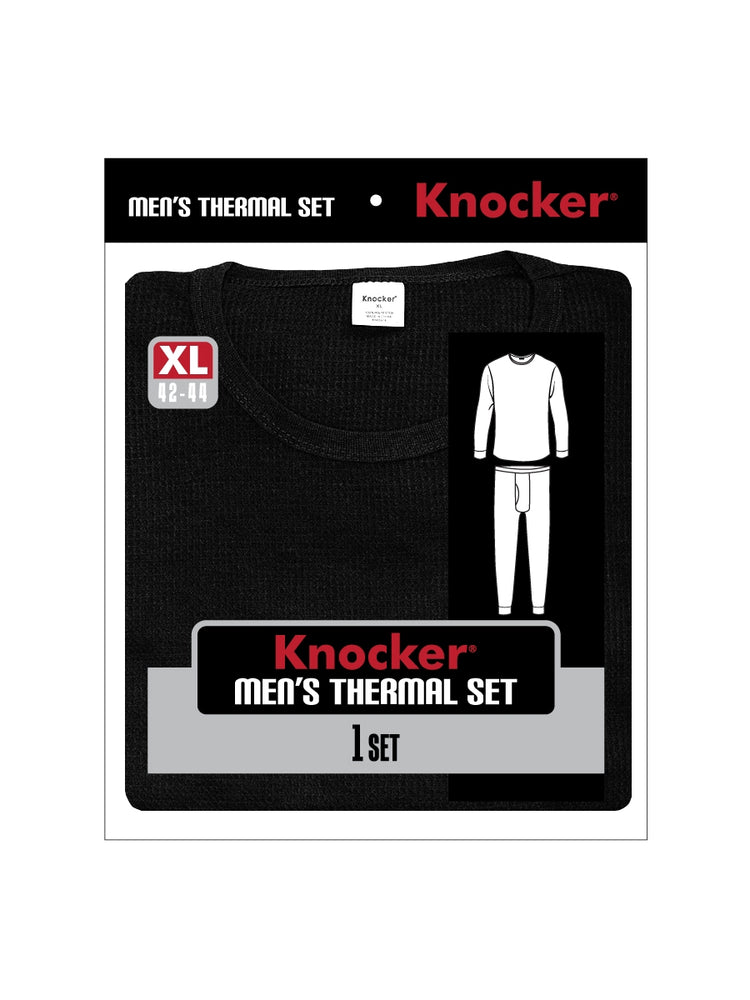 Knocker's Men's 2pc Long Thermal Underwear Set - BLACK