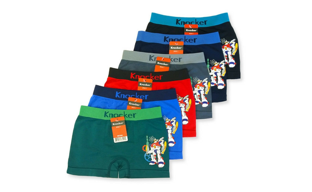 Knocker Boys Boxer Shorts Seamless Briefs Kids Soft Underwear (12 Pack) WARRIOR