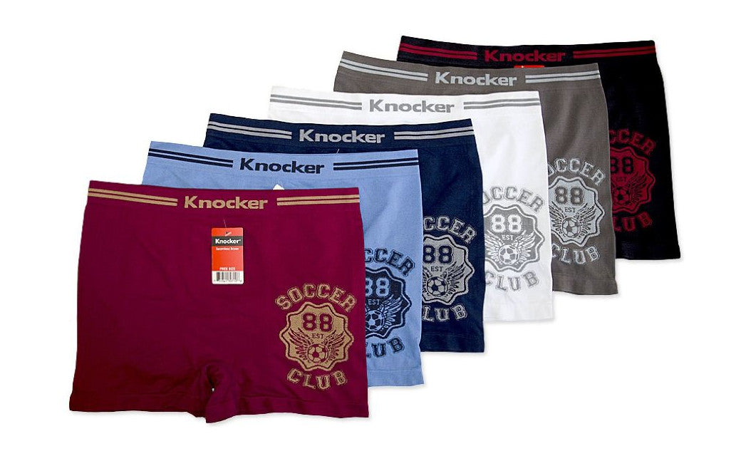 Knocker's Men Athletic Seamless Boxer Briefs (12 Pack) CLUB SOCCER